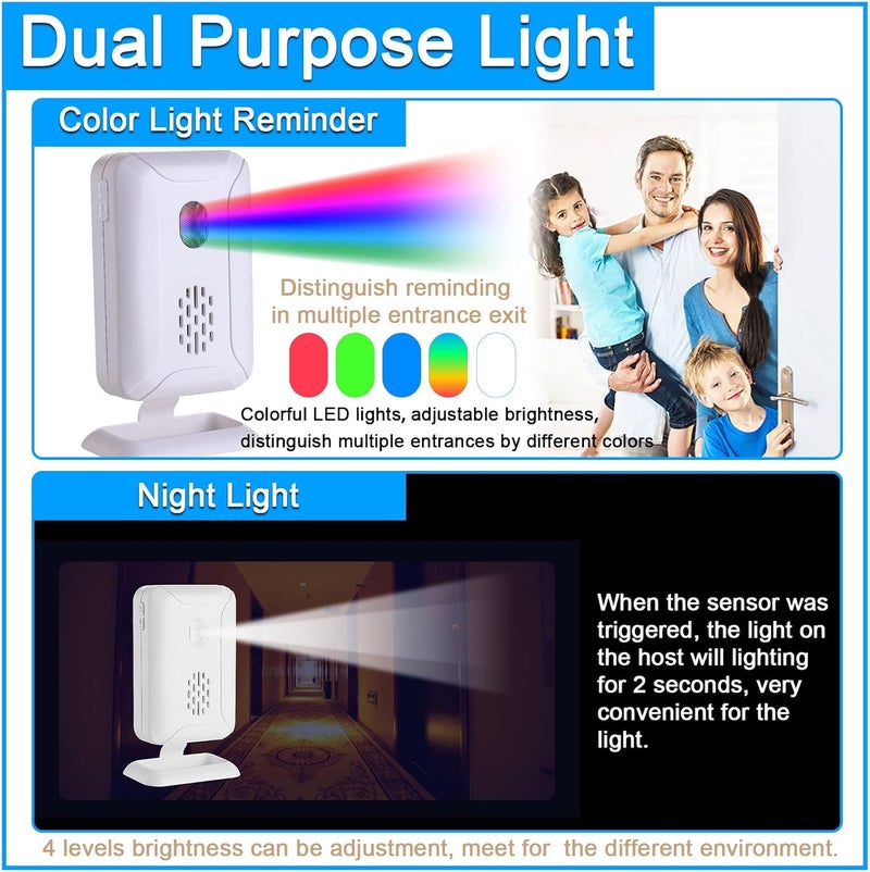 Actpe Motion Sensor Doorbell for Business Entry, Store Welcome Buzzer Monitor, Outdoor Door Chime Kit: Infrared Motion Sensor Detector for Elderly Caregiver Reminder - LED Indicators - Image 5